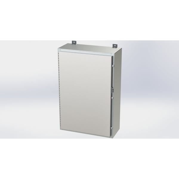 Padlockable Hasp Electrical Enclosures, 36 in H, 10 in D, 24 in W, NEMA 4X, 304 Stainless Steel